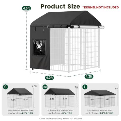 Dog Kennel Cover Replacement, Full Coverage Waterproof Tarp for 4x4x4.5ft Dog Crate with 600D Oxford Fabric, 4 Transparent Window & Door Curtains for Enclosure Outside, Small - size: Small