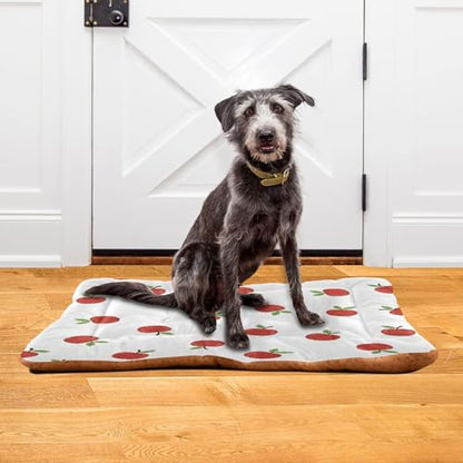 Apples Pattern Pet Bed Mat for Dogs and Cats, Soft Washable Crate Pad with Non-Slip Bottom, Cozy Bed Cushion for Small Medium Large Pets, 18x24 Inch - size: Small