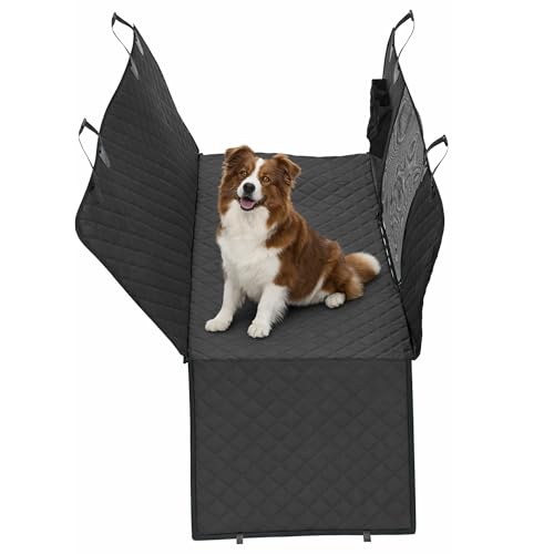 Dog Car Seat Cover for Back Seat, Waterproof, Scratchproof, Nonslip, Dog Hammock for Car, Safety Harness Included, Seat Covers for Pet Dogs, Truck & SUV Size (Black) - color: Black with Black Trim, size: SUV / Truck Size (Large)