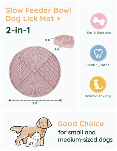 Slow Feeder Dog Bowls, Lick Mat for Dog, Silicone Dog Feeding Bowls with Suction Cups, Pink - color: Pink