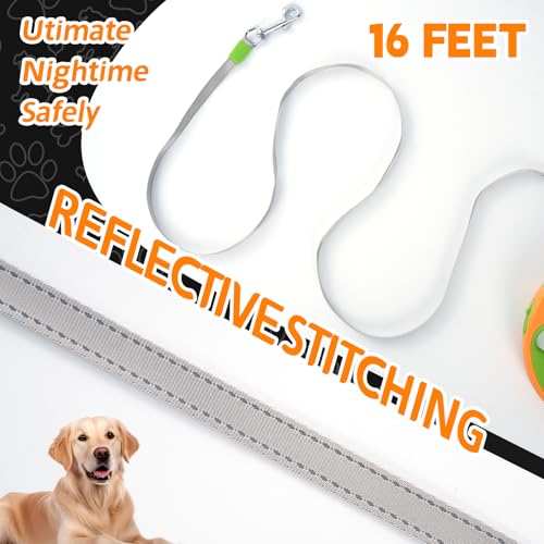 Heavy Duty Retractable Dog Leash-16ft Strong & Durable Walking Leash for Dogs up to 110 lbs Strong Nylon Tape Without One Hand Brake Pause Lock Locks