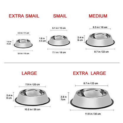 Stainless Steel Dog Bowls, 2.2 Cup Cat Bowl with Rubber Base for Cats, Puppy - color: Stainless steel (2Pack), size: 2.2 Cup/8.7" Dia x 2.4" H (2Pack)