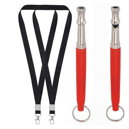 2 Pack Dog Whistle, Dog Whistle to Stop Barking Neighbors Dog, Adjustable Ultrasonic Silent Dog Whistle, Professional Recall Dog Training Whistles, with Lanyard (red) - color: red