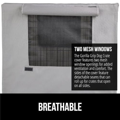 GORILLA GRIP Dog Crate Covers Compatible with Amazon Basics Dog Crates, All Sides Open, Privacy Cover Fits 48" Wire Kennel, Breathable Mesh Windows, Light Reducing Puppy Training Cage Topper, Gray - color: Gray, size: 48" X 30" X 33"