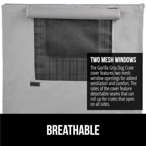 GORILLA GRIP Dog Crate Covers Compatible with Amazon Basics Dog Crates, All Sides Open, Privacy Cover Fits 24" Wire Kennel, Breathable Mesh Windows, Light Reducing Puppy Training Cage Topper, Gray - color: Gray, size: 24" X 18" X 20"