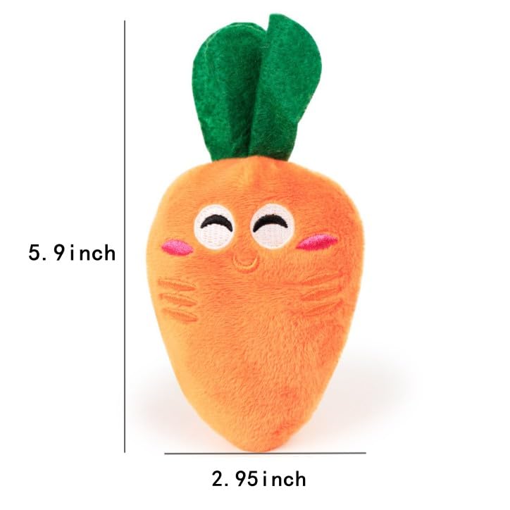 4 Pcs Soft Dog Toys Cute Carrot Plush Chew Squeaker Plush Dog and Cat Toys with Multi-Squeaks Sound Pet Puppy Supplies Funny Squeak