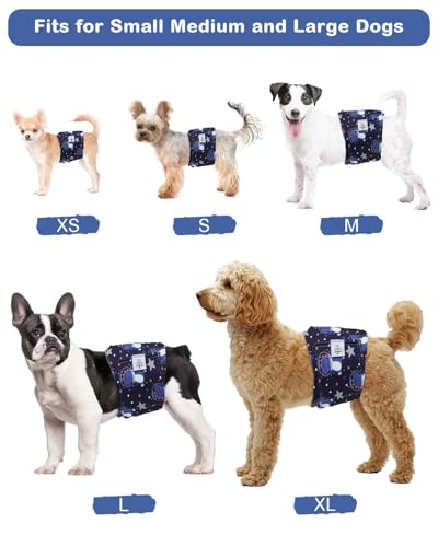 CuteBone Dog Diapers Male 4 Pack Puppy Wraps Reusable Doggie Belly Bands for Male Dogs Small Medium Large - size: XL(21"-27")