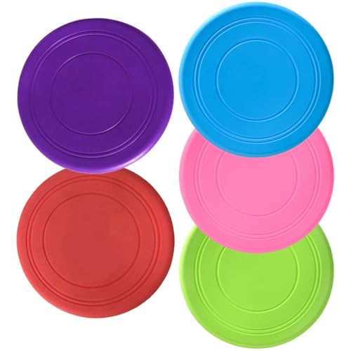 PRETYZOOM 5pcs Dog Flying Disc Set, Bite-Resistant Silicone Throwing Discs, Floating Interactive Chew for Puppy Outdoor Training and Exercise