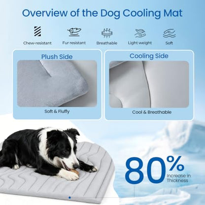 Dog Cooling Mat, Thick & Reversible Cooling Pad for Extra Large Dogs | Breathable Cool Fabric, Durable & Washable Pet Cooling Blanket for Crate Kennel Sofa Car Seat, Outdoor & Indoor Use in Summer - size: XX-Large(59" x 40")