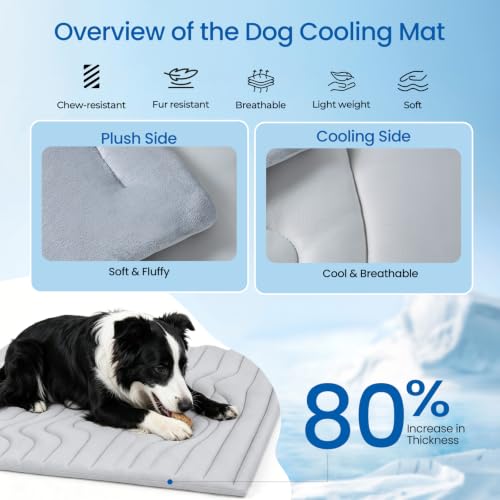Dog Cooling Mat, Thick & Reversible Cooling Mat for Medium Dogs, Breathable Cool Fabric, Durable & Washable Pet Cooling Pad for Crate Kennel Car Travel, Outdoor & Indoor Use in Summer - size: Large(36" x 23")
