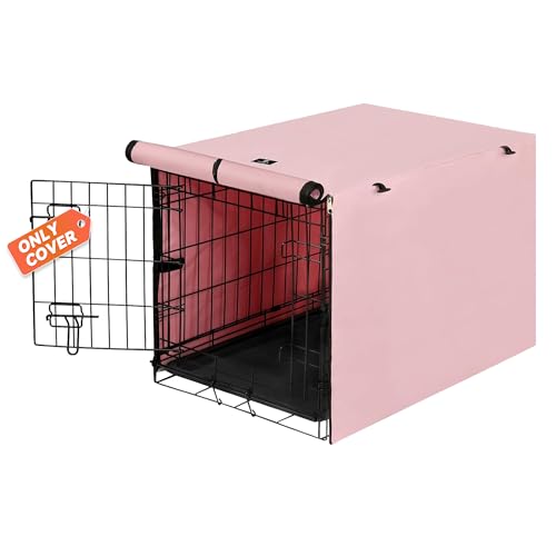 X-ZONE PET Double Door Dog Crate Cover - Polyester Pet Kennel Cover Fits 30 inches Wire Dog Cage Pink - color: Pink, size: 30.0"L x 19.0"W x 21.0"H