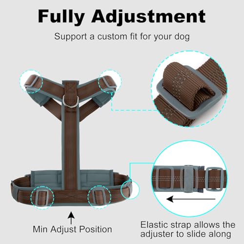 Plutus Pet No Pull Dog Harness, Adjustable Nylon Harness with Soft Padding, Reflective and Heavy Duty Dog Harness for Small, Medium, Large Dogs(Chocolate, M) - color: Chocolate, size: M