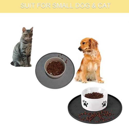 Dog Food Mat - Waterproof Cat Bowl Mat, Silicone Pet Food Mat with Edges, Nonslip Dog Feeding Mat for Protecting Floors (Grey+Black) - color: Grey+Black