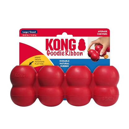 KONG Goodie Ribbon - Stuffable Natural Rubber Dog Toy - with Four Fillable Goodie Grippers for Enrichment Play - Bone-Shaped Chew Toy - for Large Dogs - size: Large (Pack of 1)