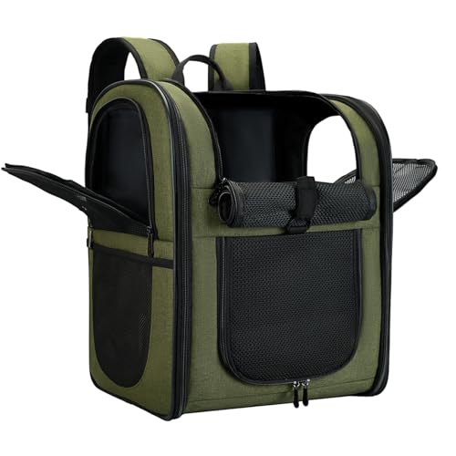 Apollo Walker Dog & Cat Carrier Backpack for 4-18lb Pets - Ventilated Safe Design with Padded Back Support, Breathable Mesh Pet Backpack for Hiking, Travel, Outdoor (Green) - color: Green