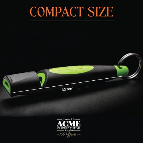 ACME Alpha 211.5 Professional Dog Training Whistle with Enhanced Ergonomic Grip. BPA-Free Plastic. 110 dBA. Long Range. Standardized Frequency. Weatherproof. Made in the UK (Black on Day Glow Green) - color: Black on Day Glow Green