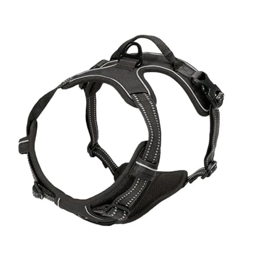 No Pull Dog Harness Front Clip Heavy Duty Reflective Easy Control Handle for Large Walking(Black,L) - color: Black, size: L