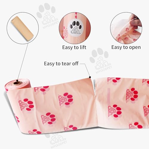 Dog Poop Bags Rolls with Dispenser 150 Count Biodegradable Poop Bags for Dog and Cat Cherry Blossom Scented Waste Bag Leak Proof Doggie Poop Bag Doggy Trash Bag Pink - color: A-Pink(Cherry Blossom)-1 Dispenser+150 Bags, size: 1 Count (Pack of 150)