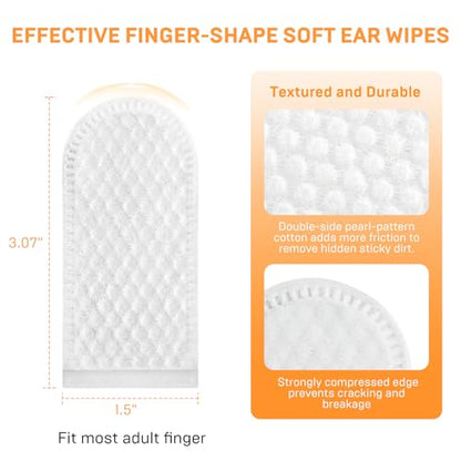 Ear Cleaner Finger Wipes for Dogs & Cats, Gently Clean Earwax & Dirt, Soothe Ear Itching, Easy to Use, Natural Pet Ear Wipe for Dog, Unscented, 100 Disposable Count