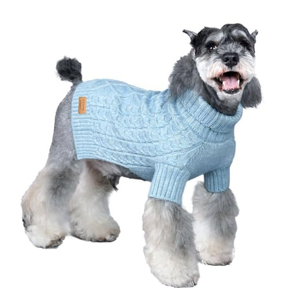 KYEESE Dog Sweater Stretchy Pet Sweater Warm Dogs Clothes with Long Sleeve Classic Cable Knit Turtleneck Dogs Coats, Soft Small Dog Sweater for Cold Weather, Blue, X-Small - color: 08# Blue, size: X-Small (4-6lbs)
