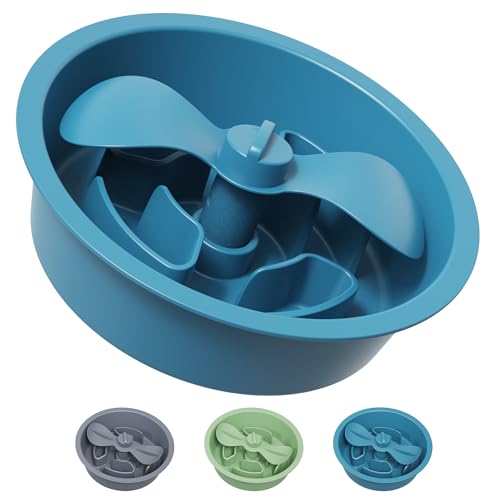 AVERYDAY Slow Feeder Dog Bowls for Medium Breed, 1.5 Cups Engagement Food Puzzle Bowl with Spinning Slow Feeder Insert, Non-Slip Base, Fits for Raised Stand, Hard Maze Design for Medium and Small Dogs - color: Petal Feeder Blue, size: 1.5 Cup - Fit 6.4-6.