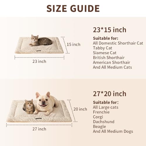 SOMAHE Cat & Dog Bed Mat, Soft Plush Flat Cat Bed with Non-Slip Bottom, 1.2" Thick All-Season Kneading Cushion, Machine Washable Pet Bed for Cats & Small Dogs 20×27Inch, Milk - color: Milk, size: 27"L x 20"W x 1.2"Th