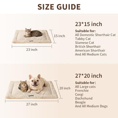 SOMAHE Cat & Dog Bed Mat, Soft Plush Flat Cat Bed with Non-Slip Bottom, 1.2" Thick All-Season Kneading Cushion, Machine Washable Pet Bed for Cats & Small Dogs 20×27Inch, Milk - color: Milk, size: 27"L x 20"W x 1.2"Th