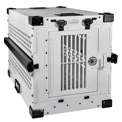 K9 Kennel Boss Aluminum Collapsible Dog Crate, Heavy Duty Folding Kennel - Small (White) - color: White, size: 30.6"L x 22.8"W x 25.7"H