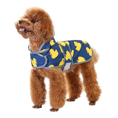 Dog Raincoat, Waterproof Dog Rain Jacket with Hood, Adjustable Rain Coat Poncho with Reflective Strips & Leash Hole for Large Medium Small Dogs Puppies, Lightweight Pet Clothes - color: Navy Blue Duck, size: X-Small