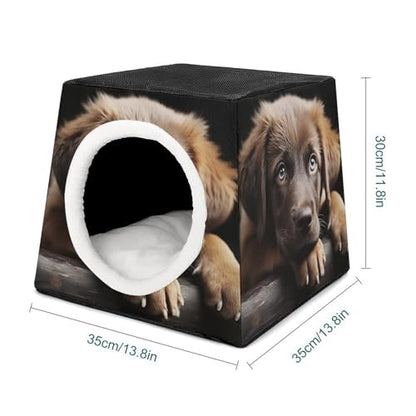 Collapsible Soft Dog Crate Pet Kennel Houses Puppies Dog Printed Lightweight Travel Crate Kennel Indoor & Outdoor, 13.8"x13.8"x11.8"