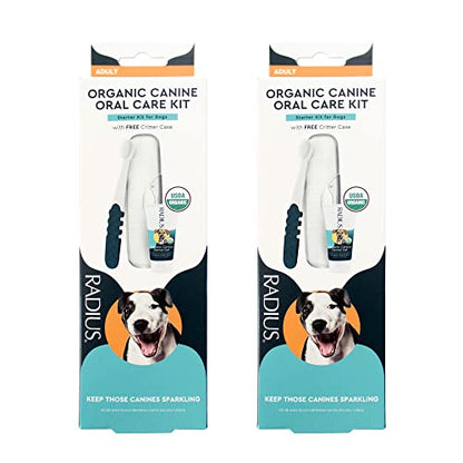 RADIUS USDA Organic Dental Solutions Adult Kit 2 Units, Includes 1 Dog Toothbrush & 1 0.8oz Toothpaste, Firm Bristle & Non Toxic Toothpaste for Dogs, Designed to Clean Teeth, Xylitol Free - style: Adult - Pack of 2
