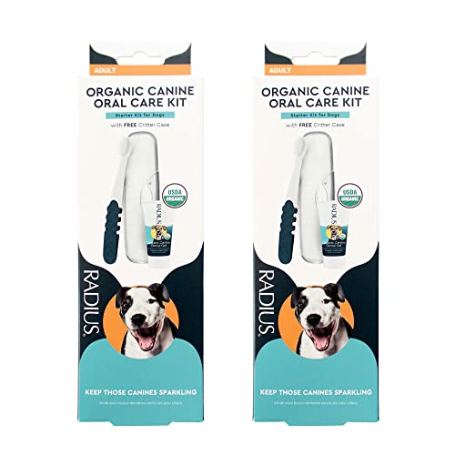 RADIUS USDA Organic Dental Solutions Adult Kit 2 Units, Includes 1 Dog Toothbrush & 1 0.8oz Toothpaste, Firm Bristle & Non Toxic Toothpaste for Dogs, Designed to Clean Teeth, Xylitol Free - style: Adult - Pack of 2