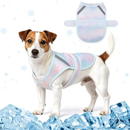 Dog Cooling Vest,Adjustable Lightweight Dog Cooler Jacket for Summer 3D Breathable Mesh Pet Cooling Shirts with Reflective Stripe UV Protection Pet T Shirt for Beach, Hiking, Walking - size: M