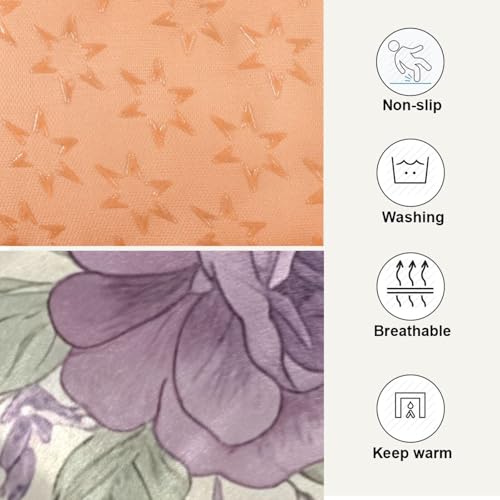 Purple Flowers Pattern Pet Bed Mat for Dogs and Cats, Soft Washable Crate Pad with Non-Slip Bottom, Cozy Bed Cushion for Small Medium Large Pets, 18x24 Inch - size: Small