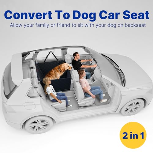 Convertible Back Seat Extender for Dogs, Foldable 400lbs Hard Bottom Dog Car Seat Cover for Back Seat, Waterproof Dog Hammock Bed Backseat Cover for Dogs in Car SUV Truck Pet Seat Cover Black M - size: M