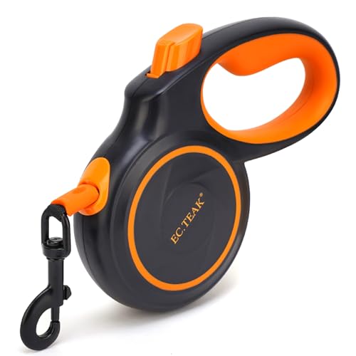 Retractable Dog Leash, Great Leash Retractable for Small/Medium/Large Dogs up to 110 lbs, Strong Nylon Tape, Tangle Free, One-Hand Brake - color: Black