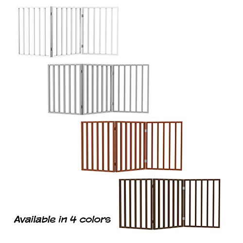 PETMAKER Pet Gate – Dog Gate for Doorways, Stairs or House – Freestanding, Folding, Accordion Style, Wooden Indoor Dog Fence (24-Inch, Mahogany)