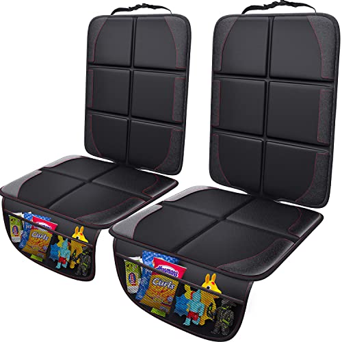 Gimars Car Seat Protector, 2 Pack, Waterproof 600D Fabric Carseat Protector Car Seat Cover for Child Car Seat with Nonslip Backing Mesh Pockets for Baby and Pet SUV Sedan Truck Leather Seats - color: Black