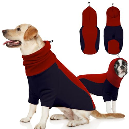 BRKURLEG Warm Dog Hoodie Dog Sweater Dog Anxiety Jacket with Ear Wrap Dog Fleece Shirt Adjustable Quiet Head Cover Sleeves Winter Soft Calming Vests for Dogs and Cats with Earmuffs, Dark Blue XS - color: Dark Blue, size: X-Small
