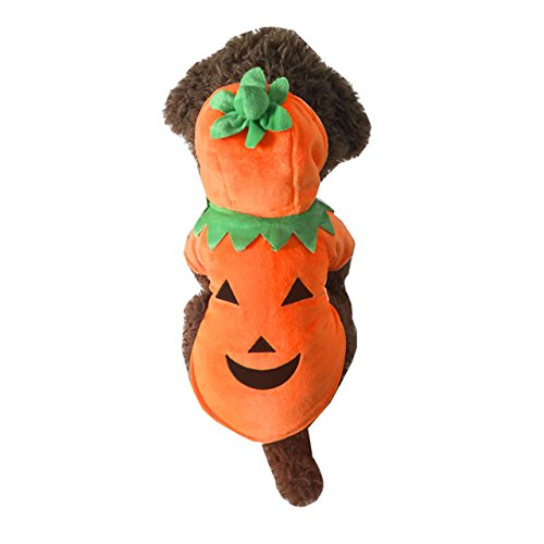 Mogoko Dog Cat Halloween Pumpkin Costume,Pet Cosplay Costumes,Puppy Warm Outfits Fleece Hoodie Animal Autumn Winter Clothes (S Size) - size: S for 3.0~5.5 lbs
