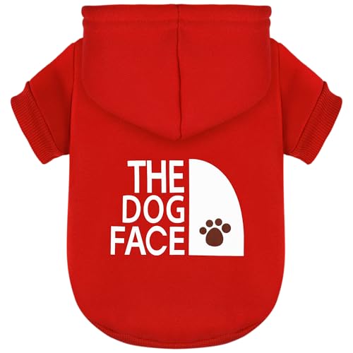 Paiaite Red Chihuahua Dog Hoodie: Keep Your Pup Warm and Stylish with a 'The Dog Face' Printed Sweatshirt Pet Clothes, and Sweater Coat All in One Perfect for Winter and Cool Summer Nights! Red S - color: Red, size: S-(3~5.5lb) | Chest(~15.7")