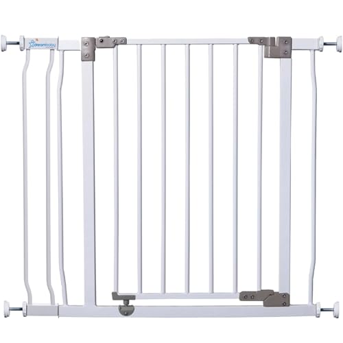 Dreambaby Liberty Walk Thru Baby Safety Gate Set - with 3.5inch Extension Panel - Fits 29.5-36.5inch Openings - Pressure Mounted Security Gates - White