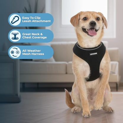 Best Pet Supplies Voyager Aerolite Over the Head Dog Harness, No Pull Breathable Air Mesh Vest, Quick Dry with Reflective Stitching, Adjustable Escape Resistant Harness - Black, Medium - color: Black, size: M
