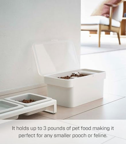 YAMAZAKI Home Tower Airtight Pet Food Storage Container - Cat And Dog Food Holder Bin With Transparent Lid And Handle - Small - Polypropylene - 0.8 Gallons, 3 Liters - color: White, size: Small