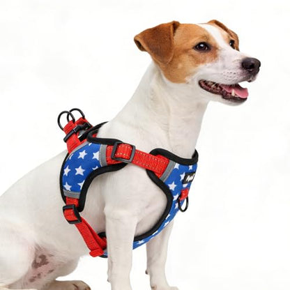 PUPTECK Dog Harness Small Sized Dog, Step in Adjustable Reflective Dog Vest Harness Escape Proof, No Pull Soft Padded Harness Easy Control, Star, S - color: Blue(Stars), size: S (CHEST: 13"-18")