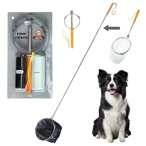 Dog Poop Catcher Telescopic Pooper Scooper with Long Handle Lightweight Portable Foldable Pet Poop Collector for Walking Yard Cleaning Dog Waste Pickup