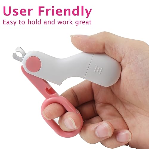 Small Animals Nail Clippers with LED Lights to Avoid Excessive Cutting and Razor Sharp Blades - Professional Claw Trimmer for Tiny Dog Cat Kitten Bunny Rabbit Bird Guinea Pigs Ferret Hamsters (Pink) - color: Pink
