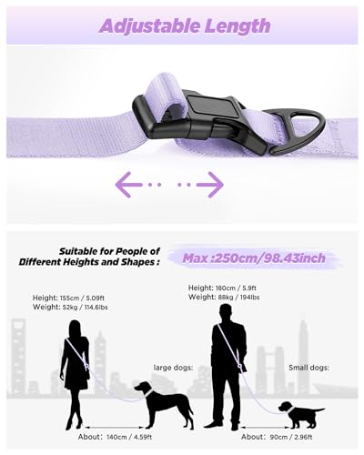 Hands Free Dog Leash, 8.2ft Multifunctional Crossbody Rope with Explosion-Proof Handle and Adjustable Training Hands Free Leash for Dogs Walking(Purple) - color: Purple