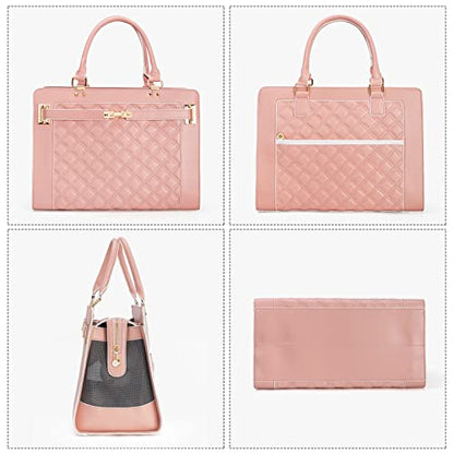 Fashion Pet Carrier Dog Cat Carrier Purse Soft-Sided Leather Handbag Pet Tote Bag for Small Dogs Puppy and Cats TSA Airline Approved - color: Pink
