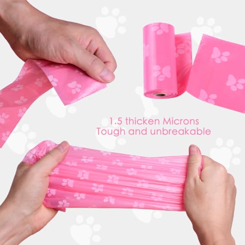 Poop Bags Rolls 256 Count - 9x13 Inches Pink Thickened Leakproof Lavender scent Poo Bags for Dogs, Eco-Friendly Pet Waste Bags for Walking,Travel,Home. - color: pink